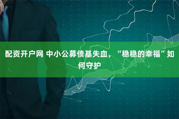 配资开户网 中小公募债基失血，“稳稳的幸福”如何守护